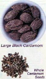 Cardamom:  Large Black and Whole Seeds