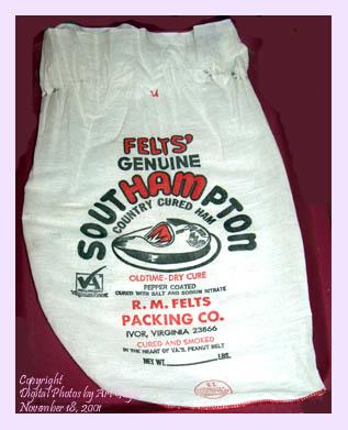 Country ham packaging bag.