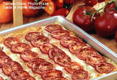 Tomato-Onion Phyllo Pizza, Taste of Home Magazine